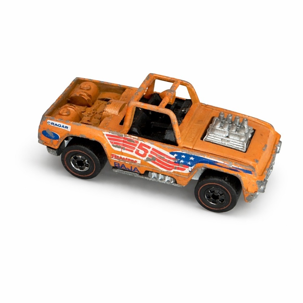 Hot Wheels Flying Colors Redline Baja Bruiser Plastic Base Hong Kong 1973